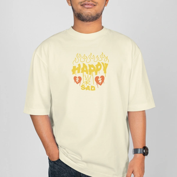 RULED Happy-Sad Graffiti Oversized T-Shirt - off white, m