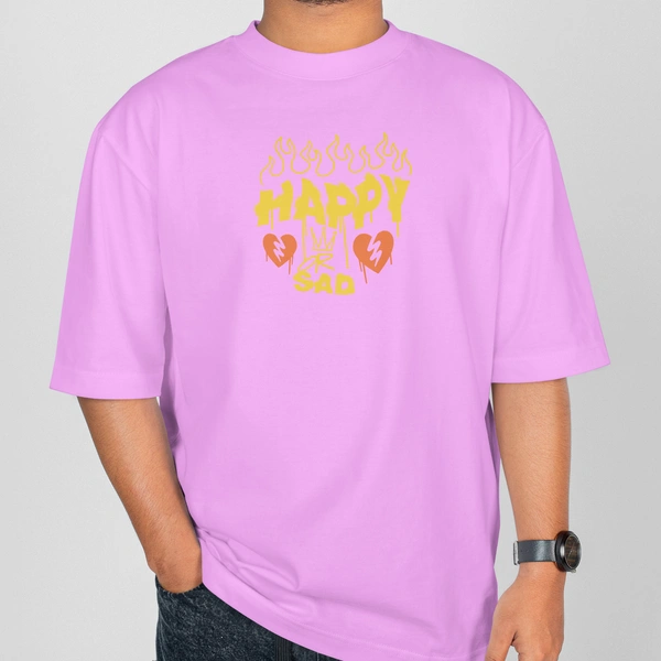 RULED Happy-Sad Graffiti Oversized T-Shirt - lavender, m