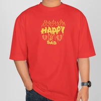 RULED Happy-Sad Graffiti Oversized T-Shirt - red, m