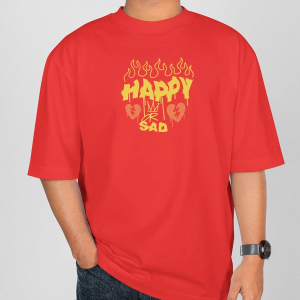 RULED Happy-Sad Graffiti Oversized T-Shirt - red, m