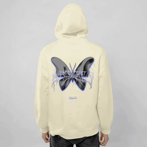 VOLTAGE BUTTERFLY HOODIE ⚡🦋 - off white, xl