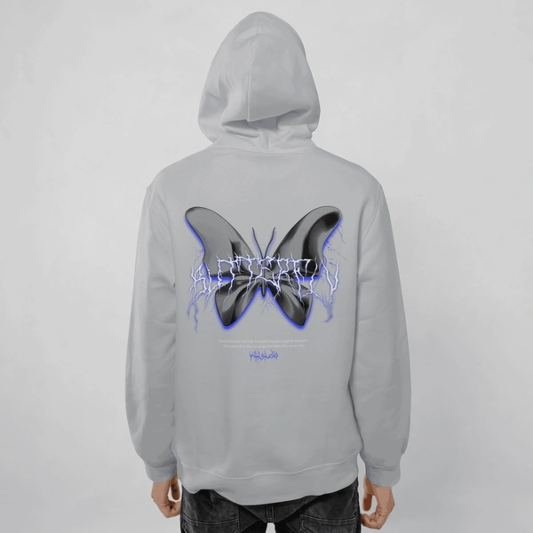 VOLTAGE BUTTERFLY HOODIE ⚡🦋 - grey, l