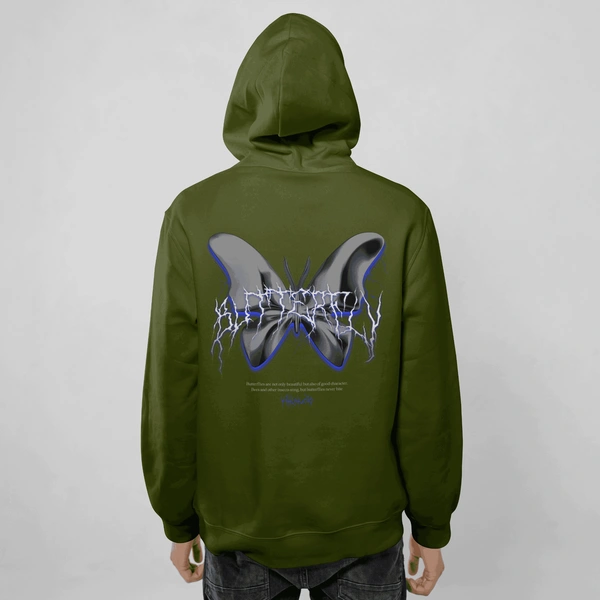 VOLTAGE BUTTERFLY HOODIE ⚡🦋 - army green, s