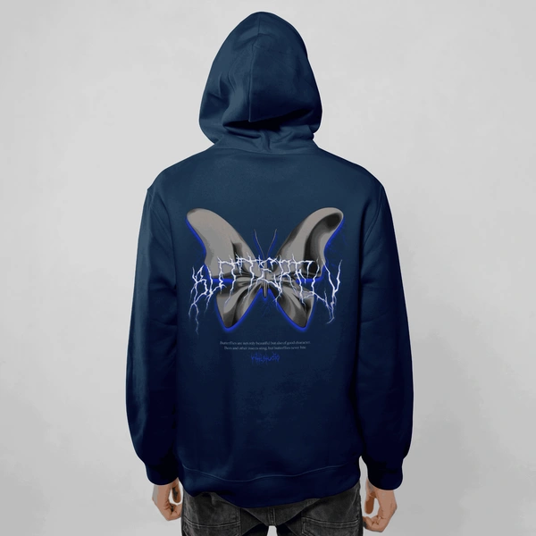 VOLTAGE BUTTERFLY HOODIE ⚡🦋 - navy blue, xl