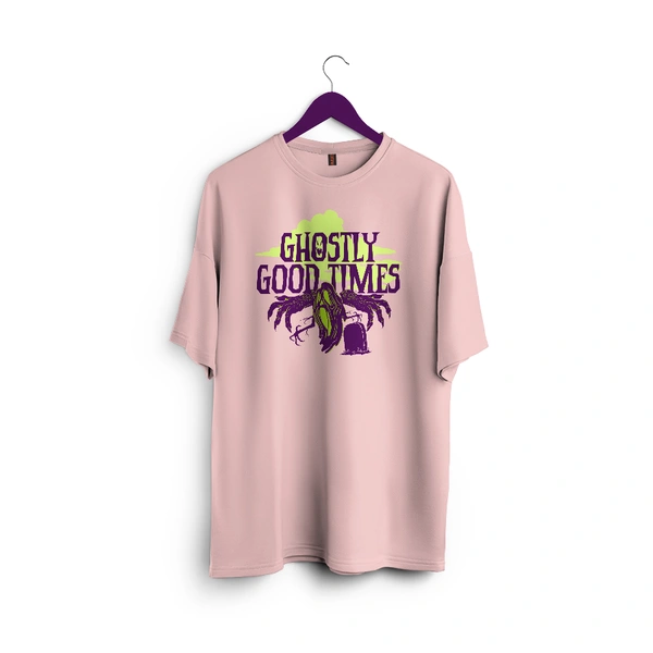 Ghostly Good Times - Spooky Vibes Tee - baby pink, m