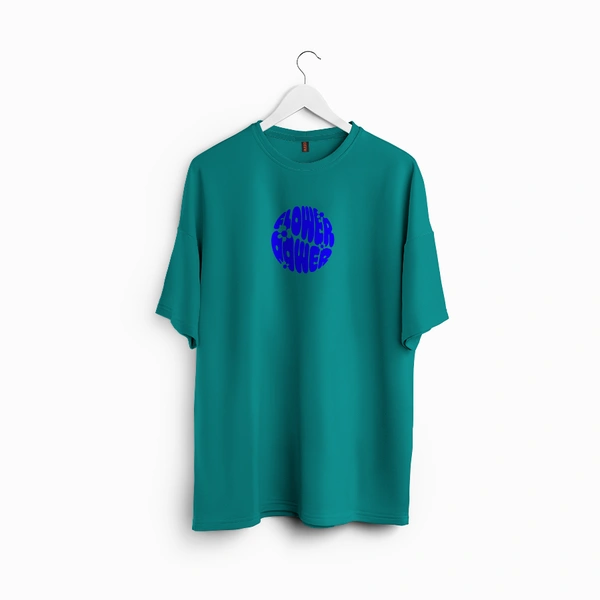 RULED Flower Power Oversized T-Shirt – Cream | Graphic Unisex Tee | Streetwear Style - teal, s