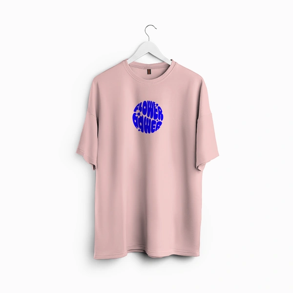 RULED Flower Power Oversized T-Shirt – Cream | Graphic Unisex Tee | Streetwear Style - baby pink, xl