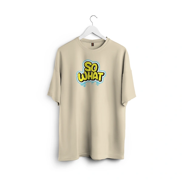 So What Oversized Graphic T-Shirt – Unisex Streetwear  - beige, m