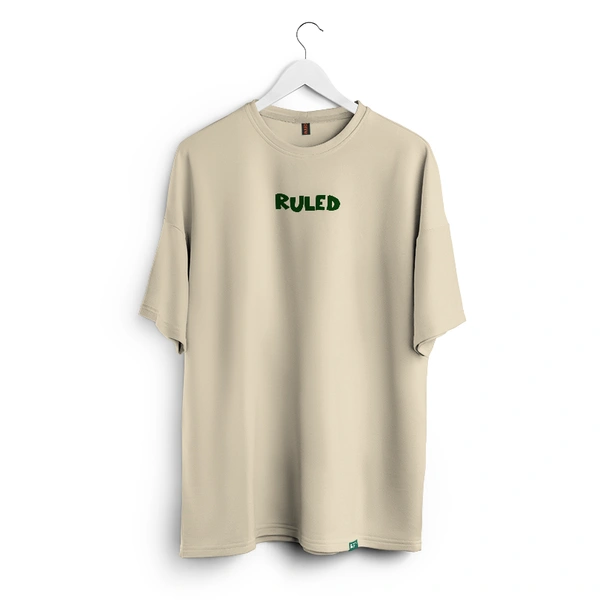 RULED White Graphic Streetwear T-Shirt – Hand-Drawn Abstract Doodle Art | RULED Oversized Tee - beige, s