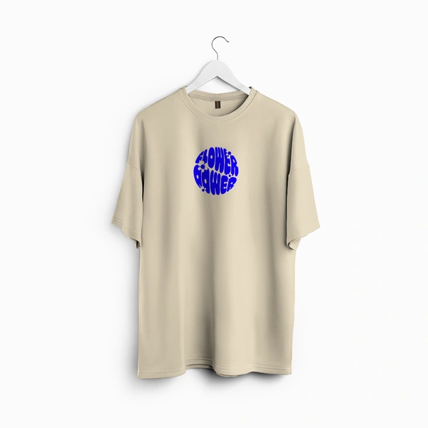 RULED Flower Power Oversized T-Shirt – Cream | Graphic Unisex Tee | Streetwear Style - beige, m