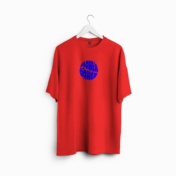 RULED Flower Power Oversized T-Shirt – Cream | Graphic Unisex Tee | Streetwear Style - red, m
