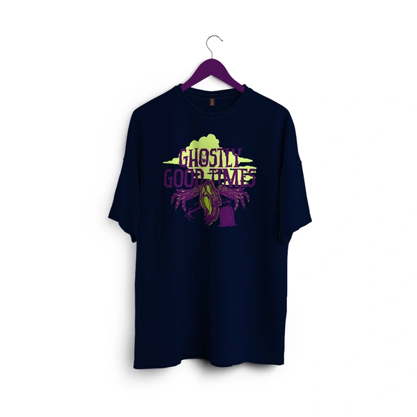 Ghostly Good Times - Spooky Vibes Tee - navy blue, s