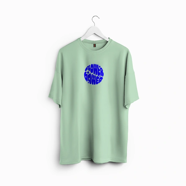 RULED Flower Power Oversized T-Shirt – Cream | Graphic Unisex Tee | Streetwear Style - sage green, m