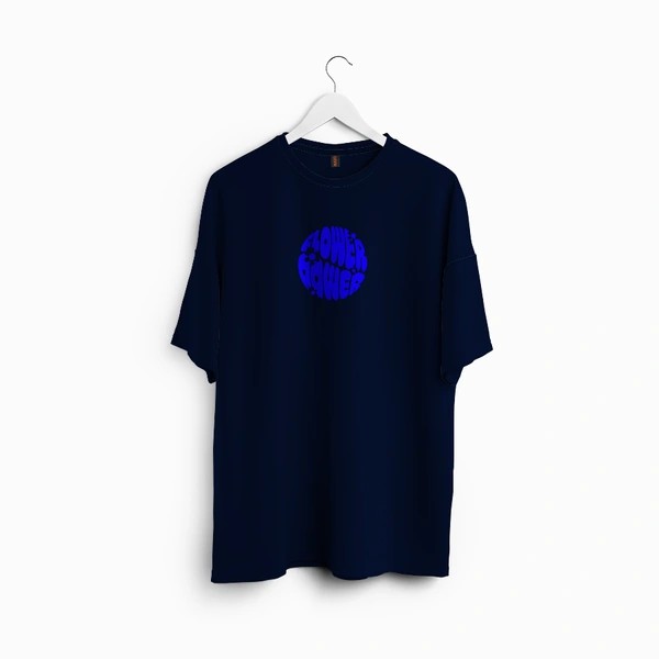 RULED Flower Power Oversized T-Shirt – Cream | Graphic Unisex Tee | Streetwear Style - navy blue, s