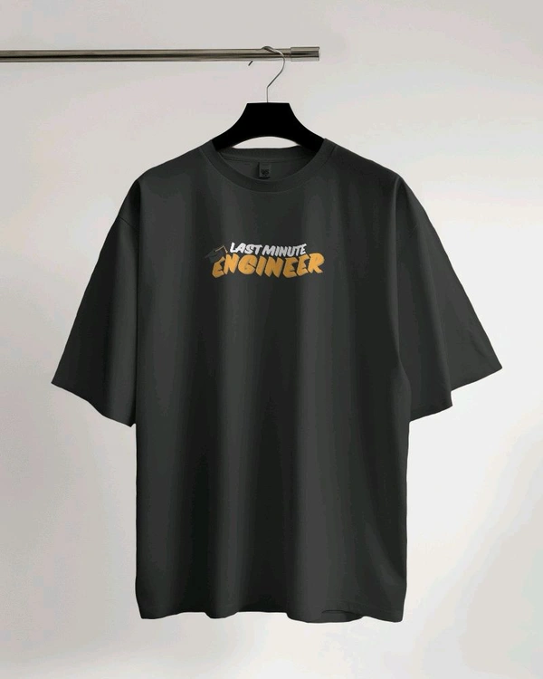 Last Minute Engineer Drop Shoulder Oversized Unisex Tshirt  - black, M
