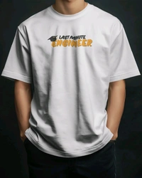 Last Minute Engineer Drop Shoulder Oversized Unisex Tshirt  - White, M