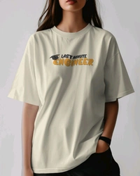 Last Minute Engineer Drop Shoulder Oversized Unisex Tshirt  - off white, M
