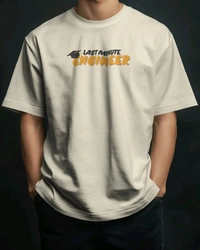 Last Minute Engineer Drop Shoulder Oversized Unisex Tshirt  - off white, M