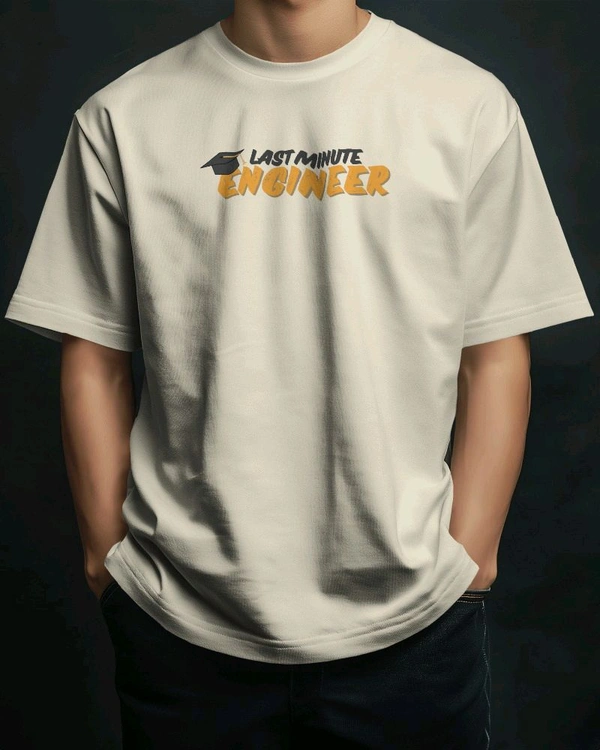 Last Minute Engineer Drop Shoulder Oversized Unisex Tshirt  - off white, M