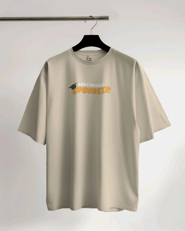 Last Minute Engineer Drop Shoulder Oversized Unisex Tshirt  - beige, M