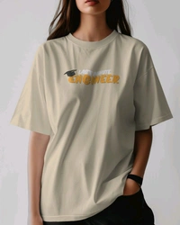 Last Minute Engineer Drop Shoulder Oversized Unisex Tshirt  - beige, M