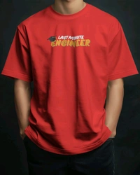 Last Minute Engineer Drop Shoulder Oversized Unisex Tshirt  - red, M