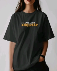 Last Minute Engineer Drop Shoulder Oversized Unisex Tshirt  - black, L