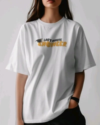 Last Minute Engineer Drop Shoulder Oversized Unisex Tshirt  - White, L