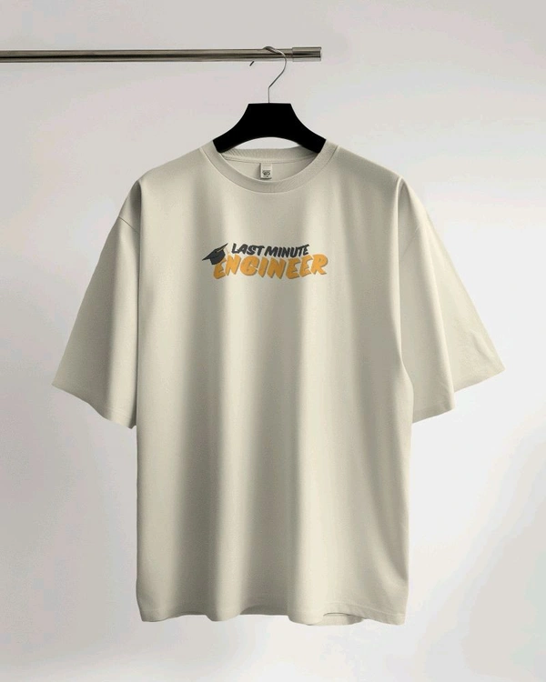 Last Minute Engineer Drop Shoulder Oversized Unisex Tshirt  - off white, L