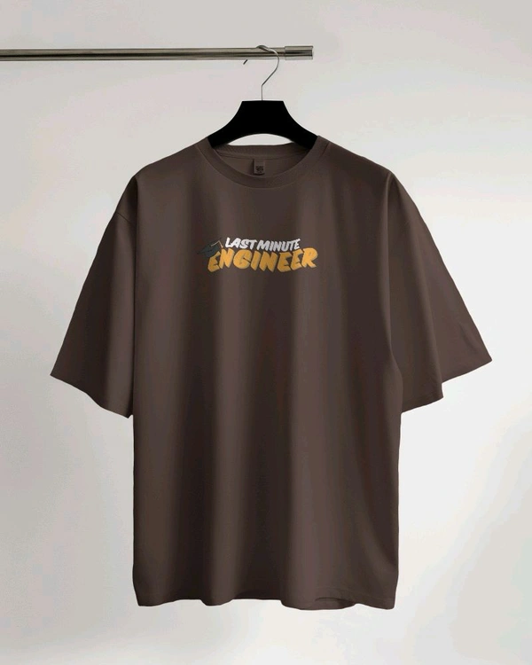 Last Minute Engineer Drop Shoulder Oversized Unisex Tshirt  - brown, L