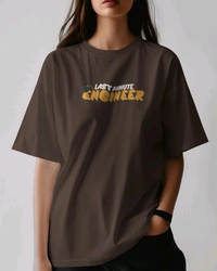 Last Minute Engineer Drop Shoulder Oversized Unisex Tshirt  - brown, L