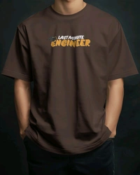 Last Minute Engineer Drop Shoulder Oversized Unisex Tshirt  - brown, L
