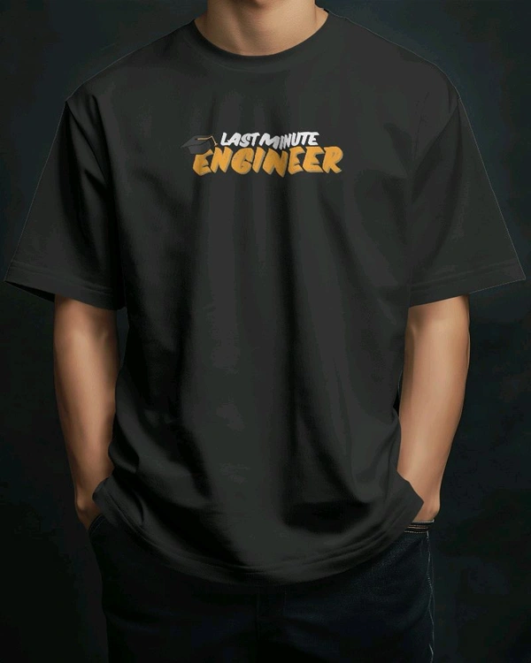 Last Minute Engineer Drop Shoulder Oversized Unisex Tshirt  - black, Xl