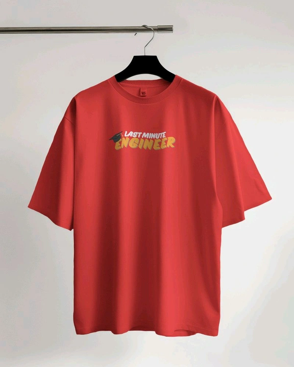 Last Minute Engineer Drop Shoulder Oversized Unisex Tshirt  - red, Xl