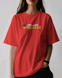 Last Minute Engineer Drop Shoulder Oversized Unisex Tshirt  - red, Xl