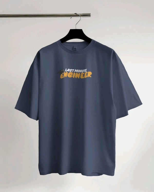Last Minute Engineer Drop Shoulder Oversized Unisex Tshirt  - navy blue, Xxl