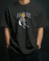 Alone Anime Oversized Tshirt  - black, S
