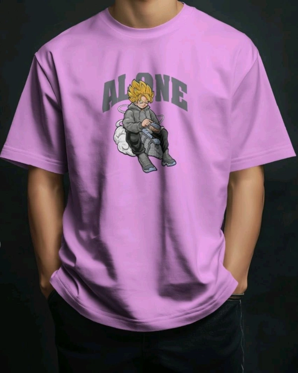 Alone Anime Oversized Tshirt  - Lavender, S