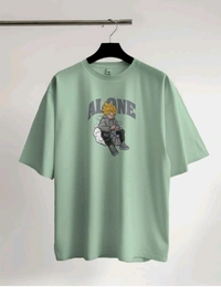 Alone Anime Oversized Tshirt  - green, S