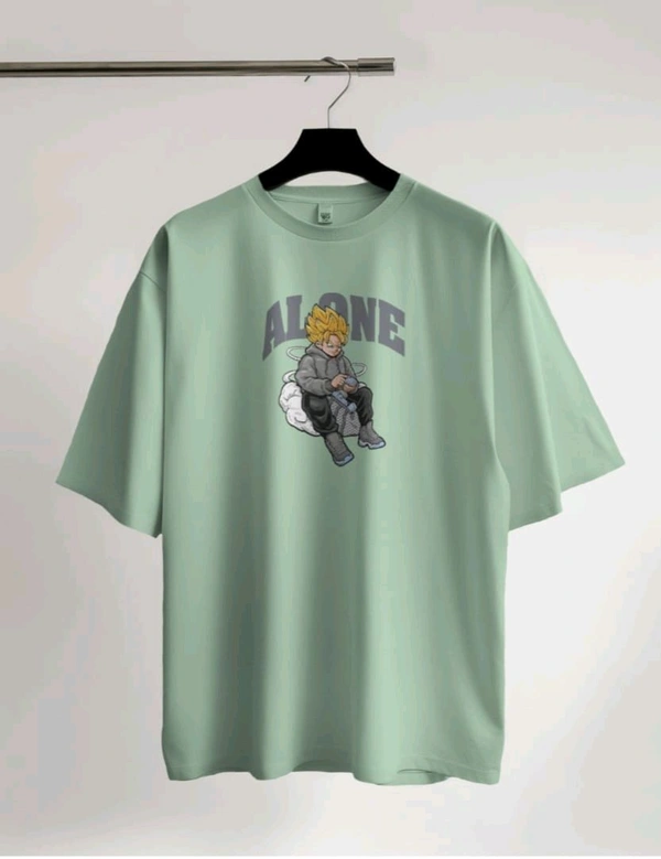 Alone Anime Oversized Tshirt  - green, S