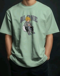 Alone Anime Oversized Tshirt  - green, S