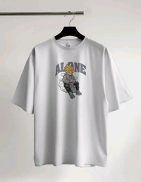 Alone Anime Oversized Tshirt  - White, M
