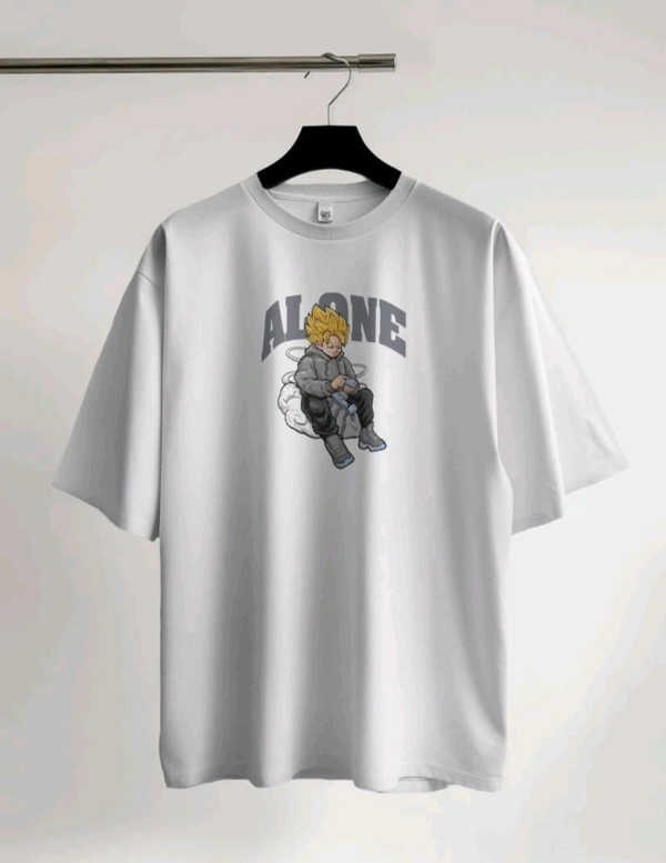 Alone Anime Oversized Tshirt  - White, M