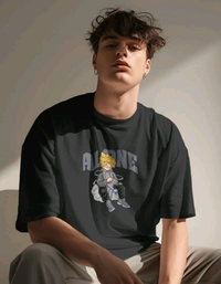Alone Anime Oversized Tshirt  - black, L