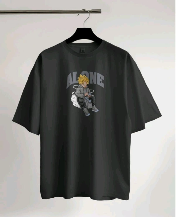 Alone Anime Oversized Tshirt  - black, L