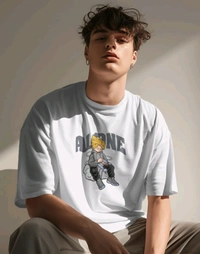 Alone Anime Oversized Tshirt  - White, L