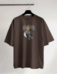 Alone Anime Oversized Tshirt  - brown, L