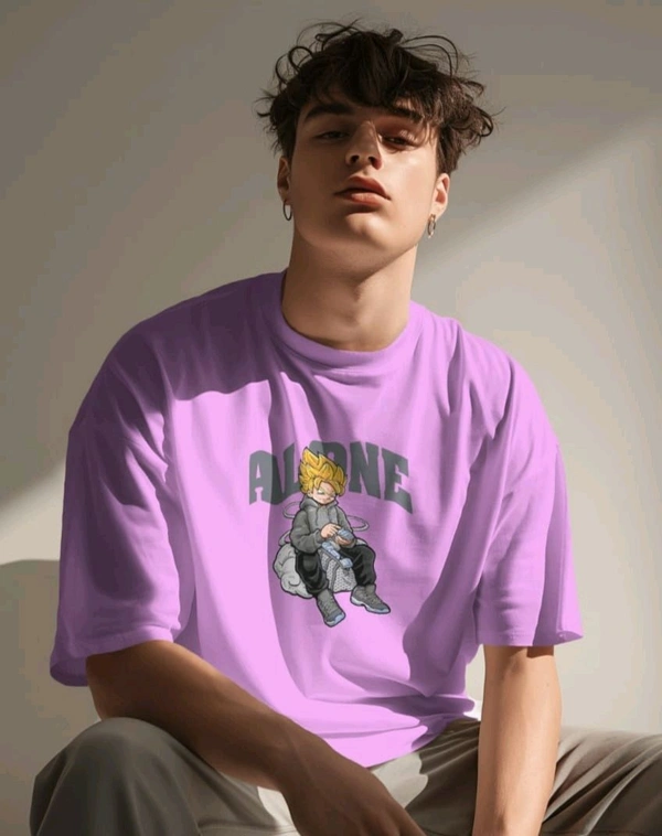 Alone Anime Oversized Tshirt  - Lavender, Xl