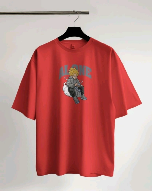 Alone Anime Oversized Tshirt  - red, Xl