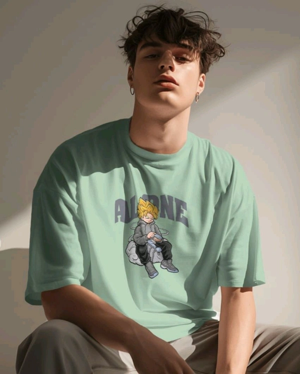 Alone Anime Oversized Tshirt  - green, Xl